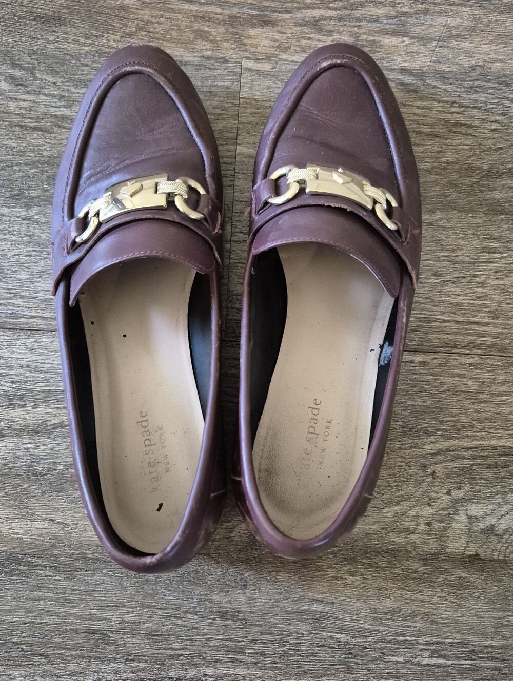 Kate Spade New York Kolby Leather Bit Loafers Burgundy Plum Size 10M - Picture 6 of 10